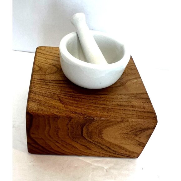 White Porcelain Mortar and Pestle Set Small Mini White Grind Mix Cocktail - Picture 4 of 8